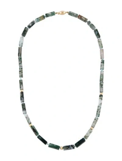 Pre-owned Necklace 14k Moss Agate Bead , 19" In Multi