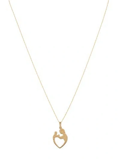 Pre-owned Necklace 14k Mother Daughter Heart Pendant , 18" In Multi