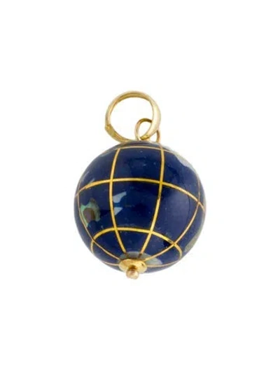 Pre-owned Necklace 14k Mother Of Pearl, Abalone, Multistone & Resin Globe Pendant