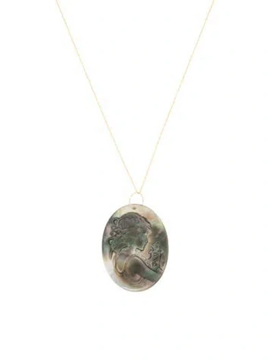 Pre-owned Necklace 14k Mother Of Pearl Cameo Pendant , 18" In Multi