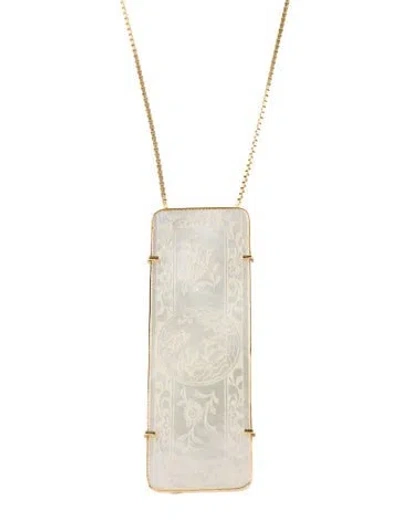 Pre-owned Necklace 14k Mother Of Pearl Pendant , 30" In White
