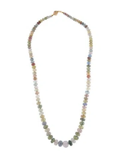 Pre-owned Necklace 14k Multi Sapphire Bead Strand , 21.25"