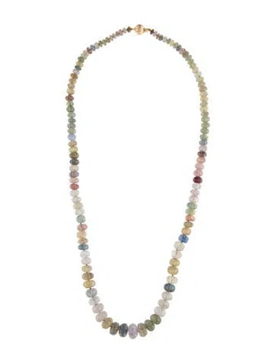 Pre-owned Necklace 14k Multi Sapphire Bead Strand , 22"