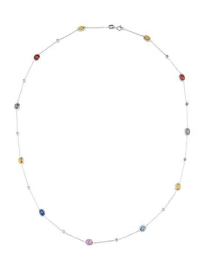 Pre-owned Necklace 14k Multi-color 4.51ctw Sapphire & Diamond , 18.5"