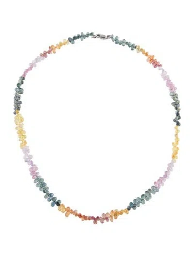 Pre-owned Necklace 14k Multicolor Sapphire Bead , 17"