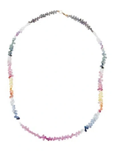 Pre-owned Necklace 14k Multicolor Sapphire Bead , 17.75"