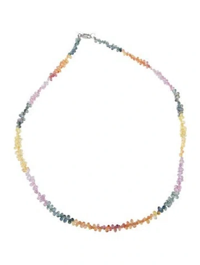 Pre-owned Necklace 14k Multicolor Sapphire Bead , 18.5"