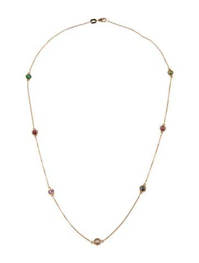 Pre-owned Necklace 14k Multistone & Diamond Station , 18"