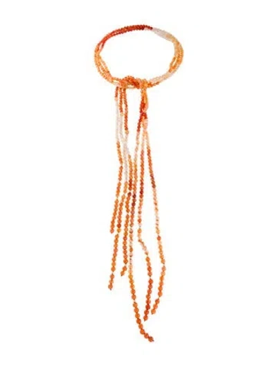 Pre-owned Necklace 14k Multistone Bead Lavalier , 43"