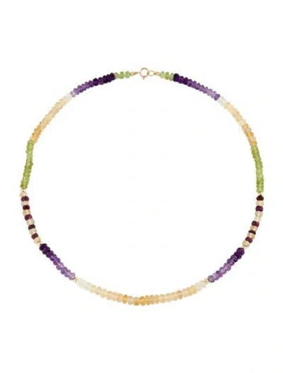 Pre-owned Necklace 14k Multistone Bead Strand , 16.25"