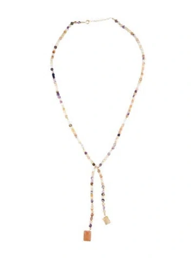 Pre-owned Necklace 14k Multi-stone Lavalier , 22"