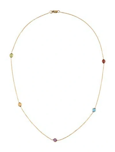 Pre-owned Necklace 14k Multi-stone Station , 15.5"