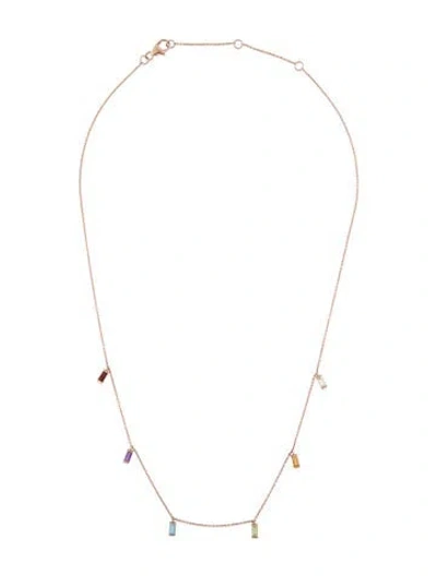 Pre-owned Necklace 14k Multistone Station , 18"