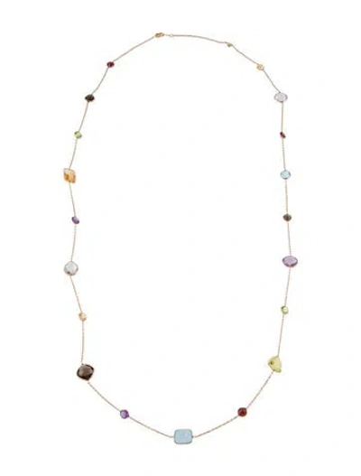 Pre-owned Necklace 14k Multistone Station , 36"