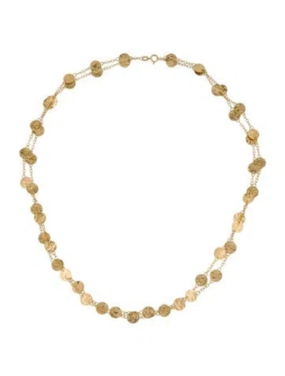 Pre-owned Necklace 14k Multistrand Hammered Disc Station , .25"