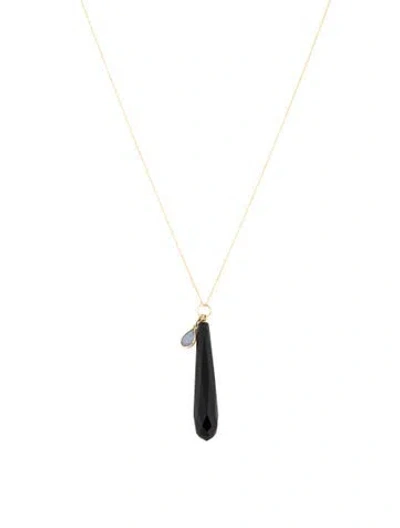 Pre-owned Necklace 14k Onyx & Labradorite Pendant , 18" In Multi