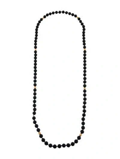 Pre-owned Necklace 14k Onyx Bead Strand, 34" In Multi