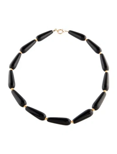 Pre-owned Necklace 14k Onyx Bead Strand , 17.5" In Multi