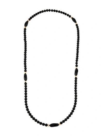 Pre-owned Necklace 14k Onyx Bead Strand , 29" In Multi
