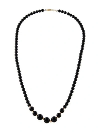 Pre-owned Necklace 14k Onyx Beaded , 23" In Multi