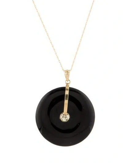 Pre-owned Necklace 14k Onyx Pendant , 17.75" In Multi