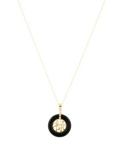 Pre-owned Necklace 14k Onyx Pendant , 18" In Multi