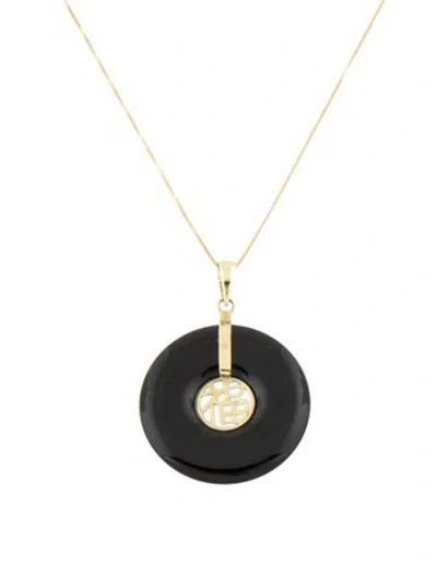 Pre-owned Necklace 14k Onyx Pendant , 20" In Multi