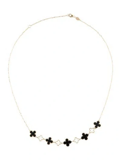 Pre-owned Necklace 14k Onyx Station , 18" In Multi