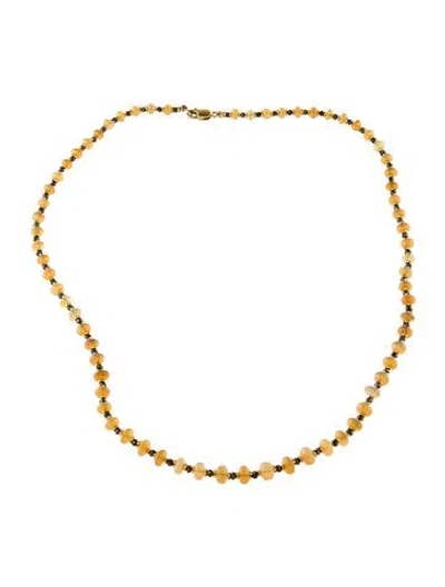 Pre-owned Necklace 14k Opal & Diamond Bead Strand , 17.75" In Multi