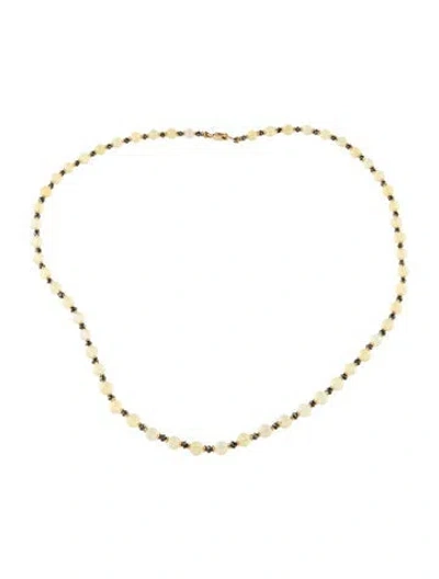 Pre-owned Necklace 14k Opal & Diamond Bead Strand , 18.25" In Multi