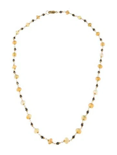 Pre-owned Necklace 14k Opal & Diamond Bead Strand , 19" In Multi