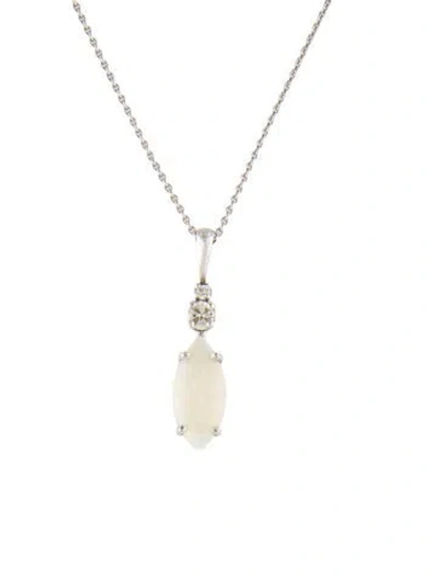 Pre-owned Necklace 14k Opal & Diamond Pendant , 16" In Multi