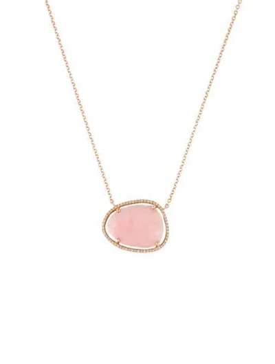 Pre-owned Necklace 14k Opal & Diamond Pendant , 18" In Multi