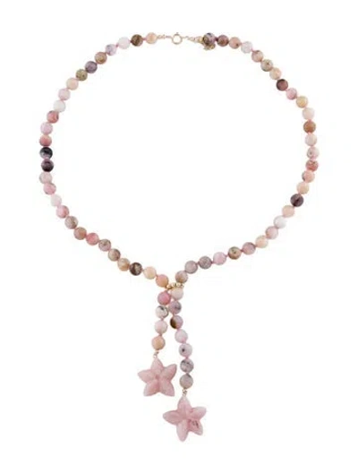 Pre-owned Necklace 14k Opal Beaded Lavalier , 19" In Multi