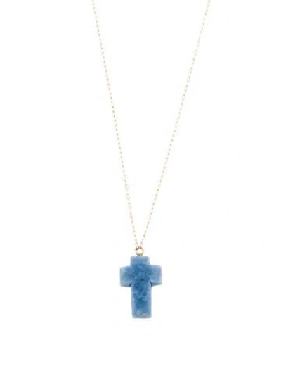 Pre-owned Necklace 14k Opal Cross Pendant , 17.75" In Multi