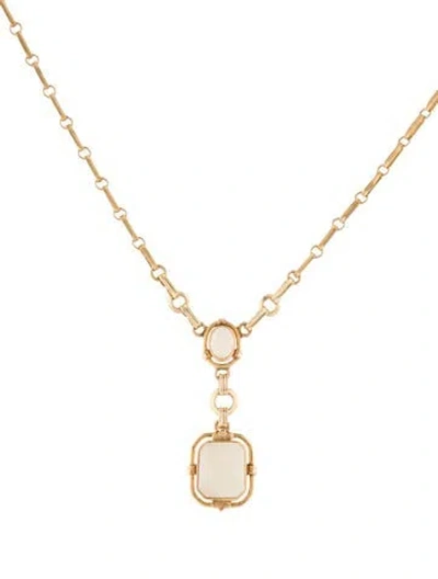 Pre-owned Necklace 14k Opal Double Drop Pendant , 18" In Multi