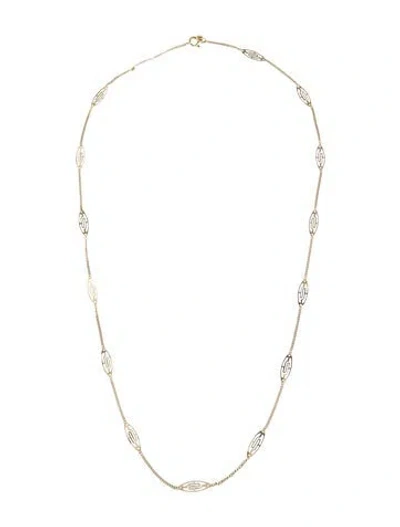 Pre-owned Necklace 14k Oval Cut-out Station Chain , 24.75" In Multi