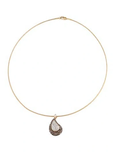 Pre-owned Necklace 14k Paisley Pendant , 16" In Multi