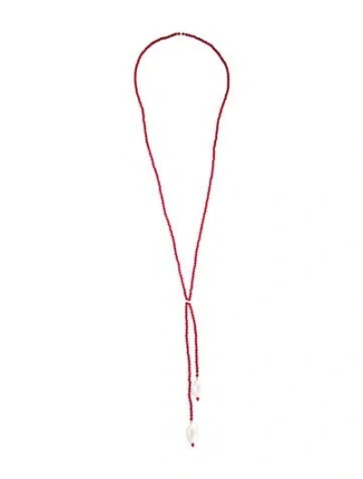 Pre-owned Necklace 14k Pearl & Coral Lavalier , 26" In Multi