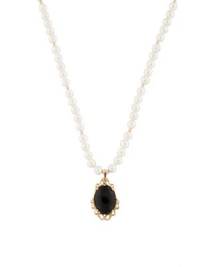 Pre-owned Necklace 14k Pearl & Coral Pendant , 19" In Multi