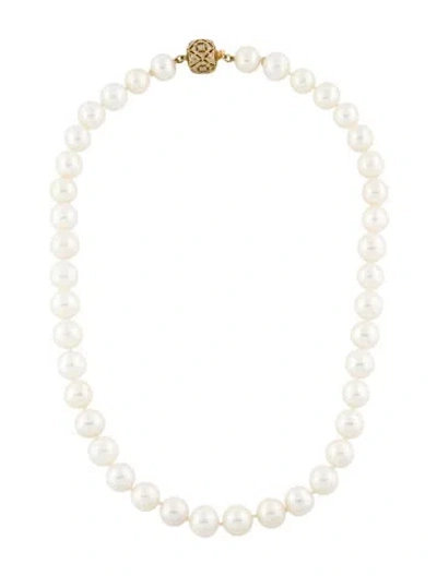 Pre-owned Necklace 14k Pearl & Diamond Accented Bead Strand, 17" In Multi