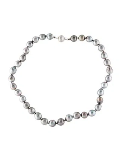 Pre-owned Necklace 14k Pearl & Diamond Bead Strand , 15.5" In Multi