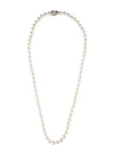 Pre-owned Necklace 14k Pearl & Diamond Bead Strand , 23" In Multi
