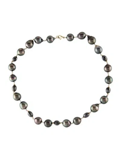 Pre-owned Necklace 14k Pearl & Diamond Chain , 18" In Multi