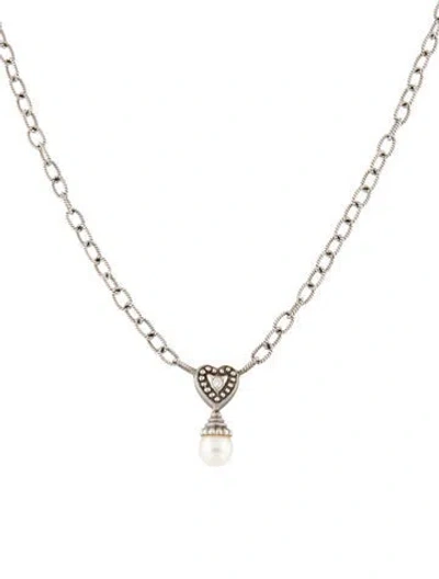 Pre-owned Necklace 14k Pearl & Diamond Pendant , 16" In Multi