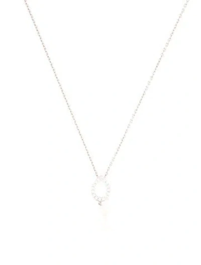 Pre-owned Necklace 14k Pearl & Diamond Pendant , 17" In Multi