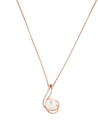 Pre-owned Necklace 14k Pearl & Diamond Pendant , 17" In Multi