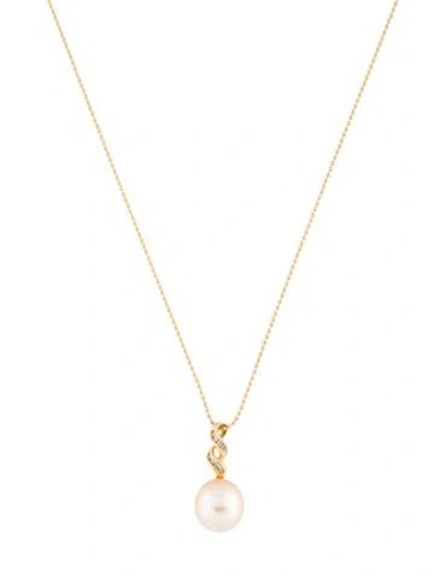 Pre-owned Necklace 14k Pearl & Diamond Pendant , 18" In Multi