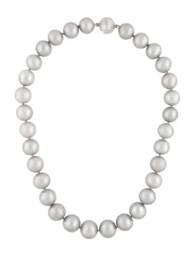 Pre-owned Necklace 14k Pearl & Diamond Strand , 17.5" In Multi