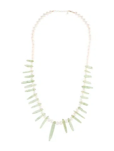 Pre-owned Necklace 14k Pearl & Kyanite Bead Strand , 21" In Multi